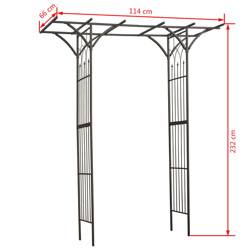 Tuinboog 114x66x232 cm metaal zwart