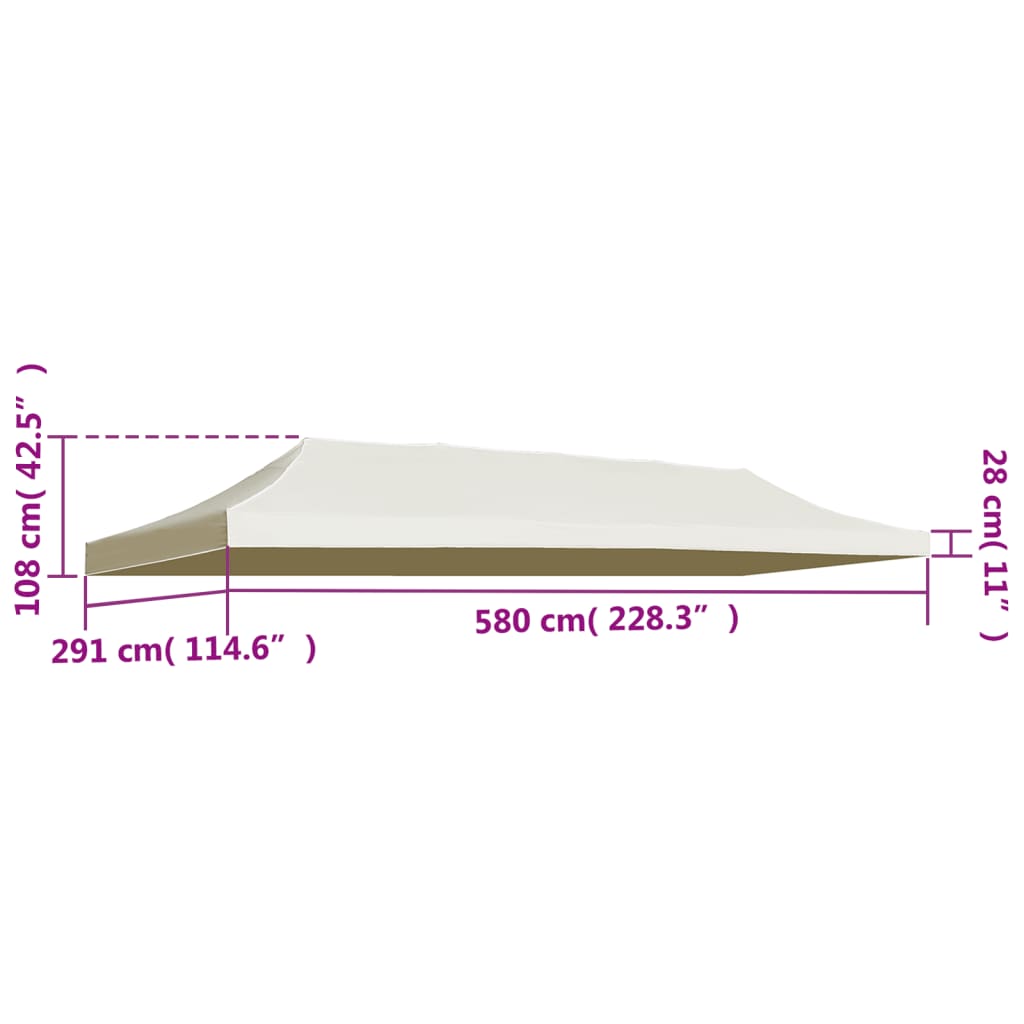 Partytentdak 3x6 m crème