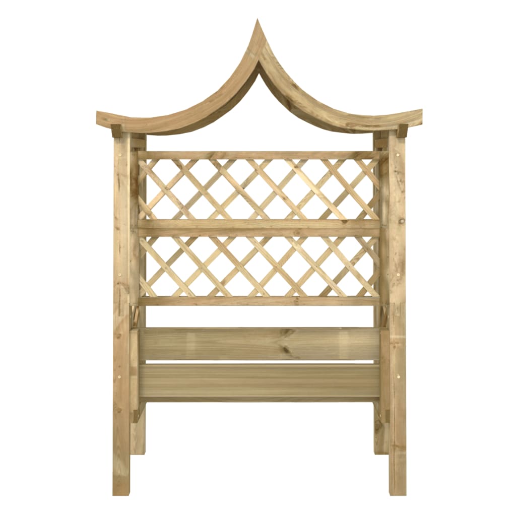 Pergola met dak en bank geïmpregneerd grenenhout