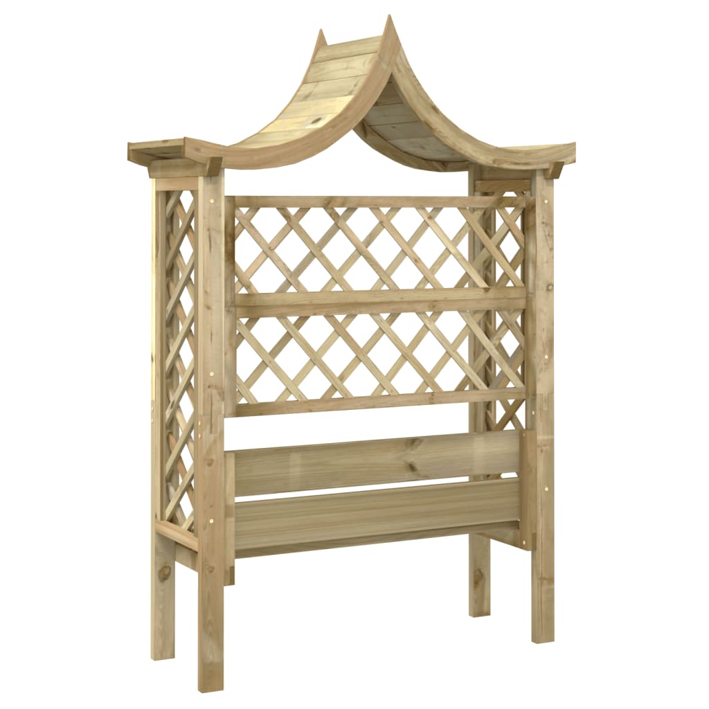 Pergola met dak en bank geïmpregneerd grenenhout