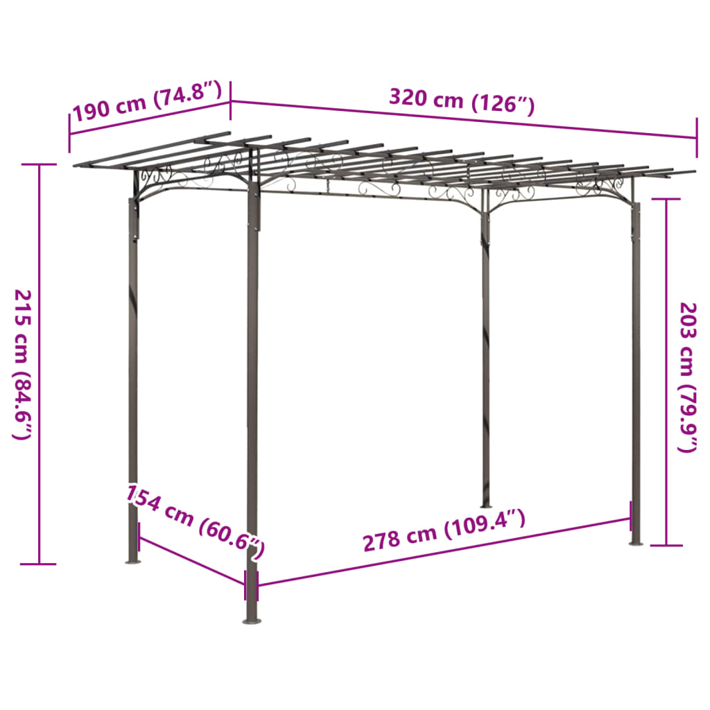 Stalen rozenboog 215 cm