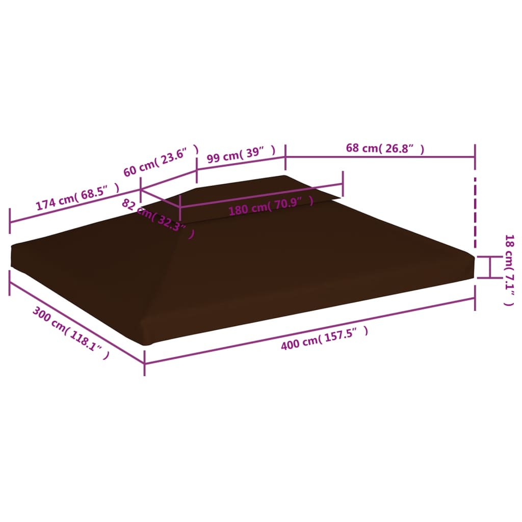 Prieeldak 2-laags 310 g/m² 4x3 m bruin