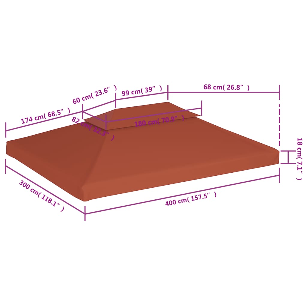 Prieeldak 2-laags 310 g/m² 4x3 m terracottakleurig