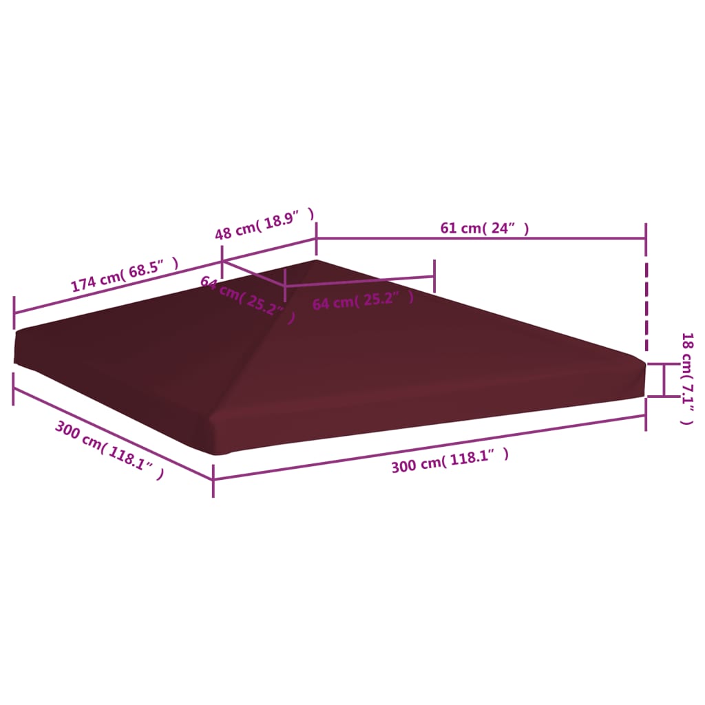 Prieeldak 310 g/m² 3x3 m bordeaux