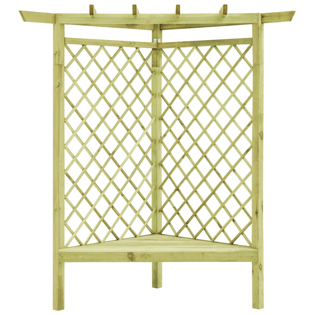Hoekpergola met zitting 130x130x197 cm geïmpregneerd grenenhout