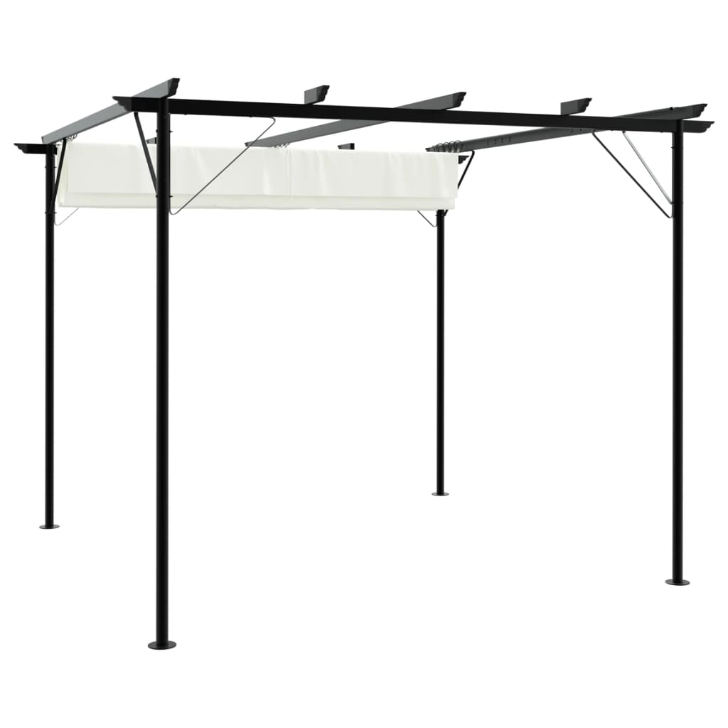 Pergola met uitschuifbaar dak 3x3 m staal crémewit