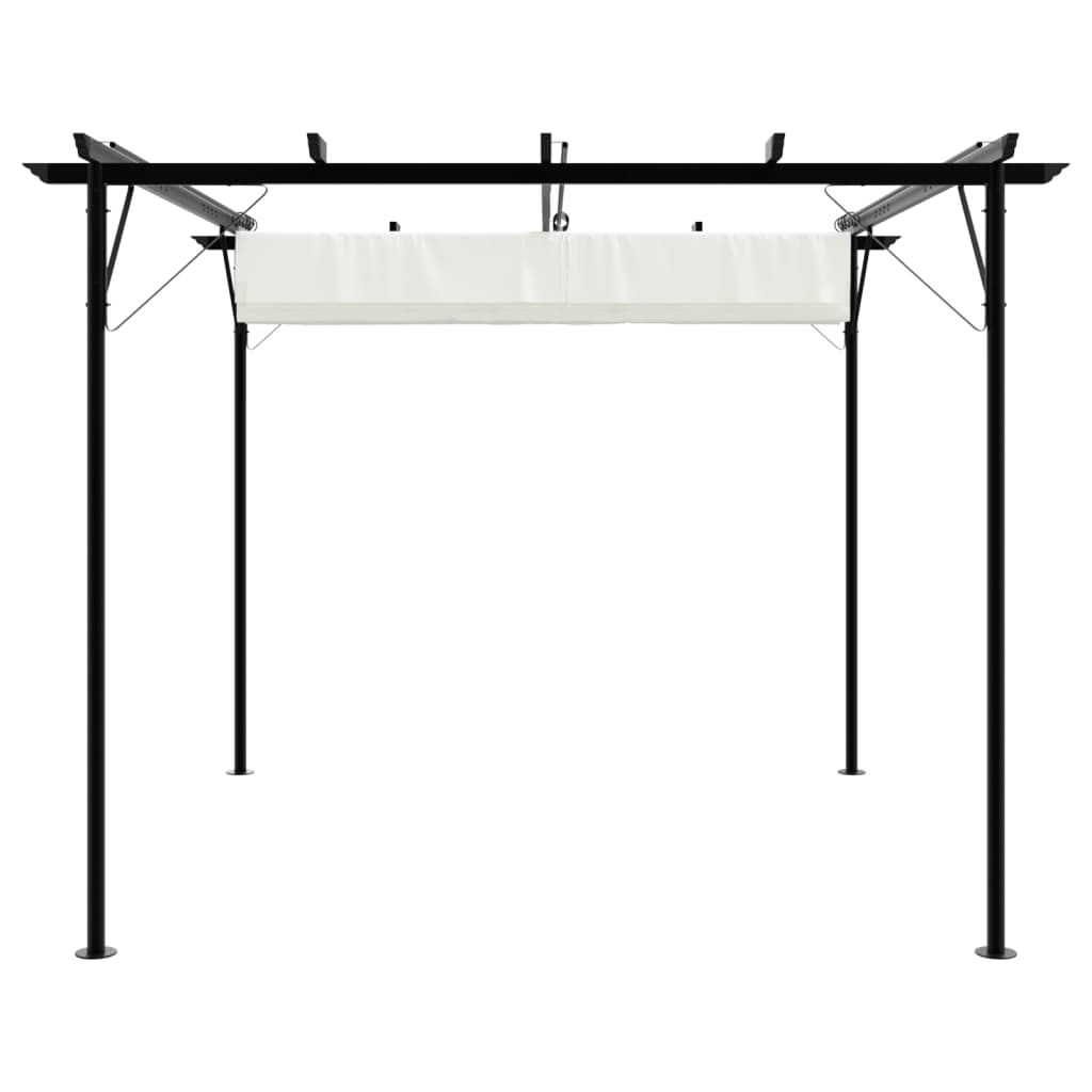 Pergola met uitschuifbaar dak 3x3 m staal crémewit