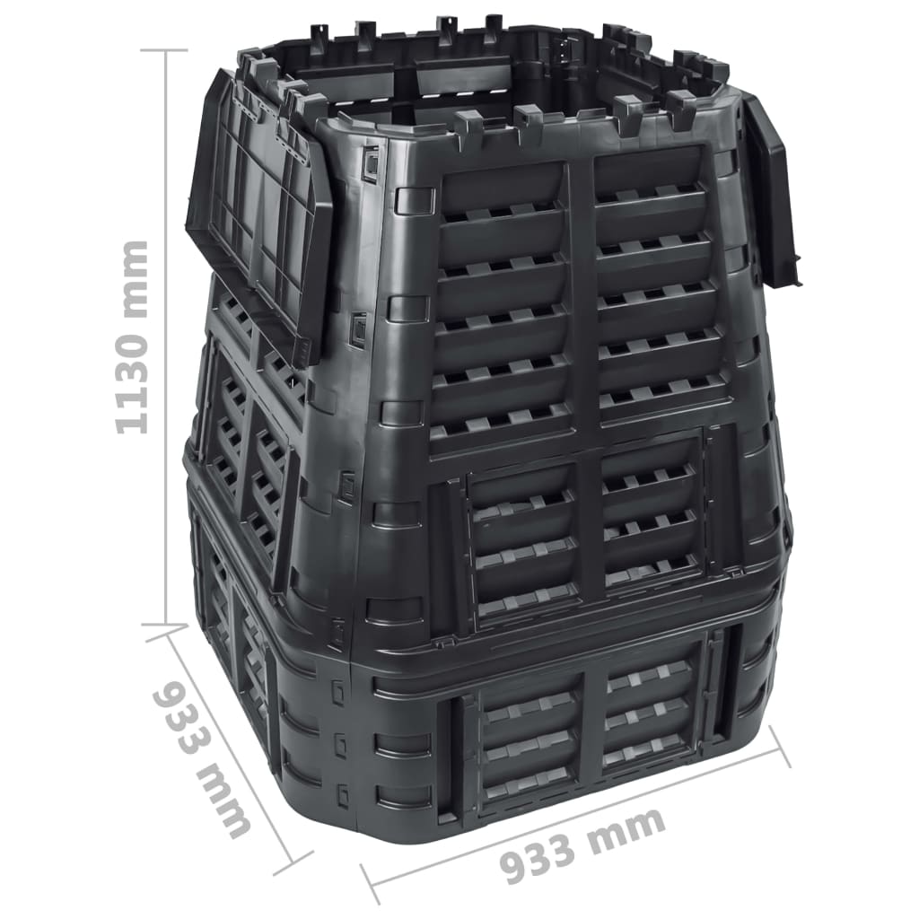Compostbak 740 L 93,3x93,3x113 cm zwart