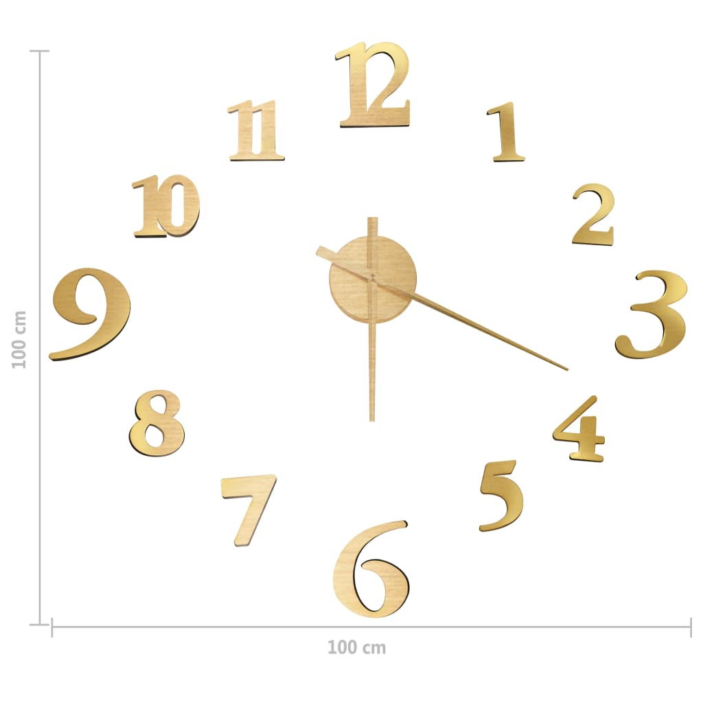 3D-wandklok modern XXL 100 cm goudkleurig