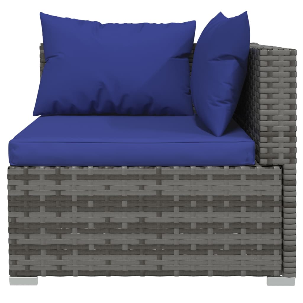 Tuinbank 2-zits met kussens poly rattan grijs