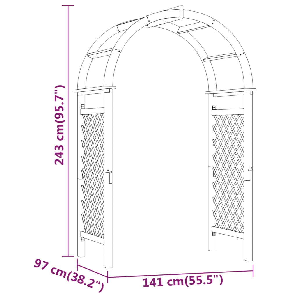 Boog met latwerk 141x97x243 cm geïmpregneerd massief grenenhout