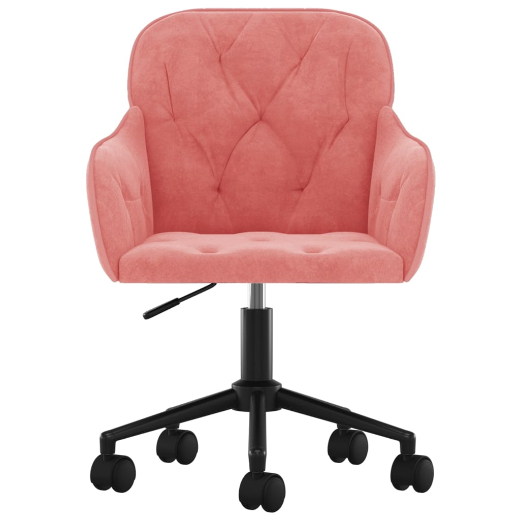 Kantoorstoel draaibaar fluweel roze