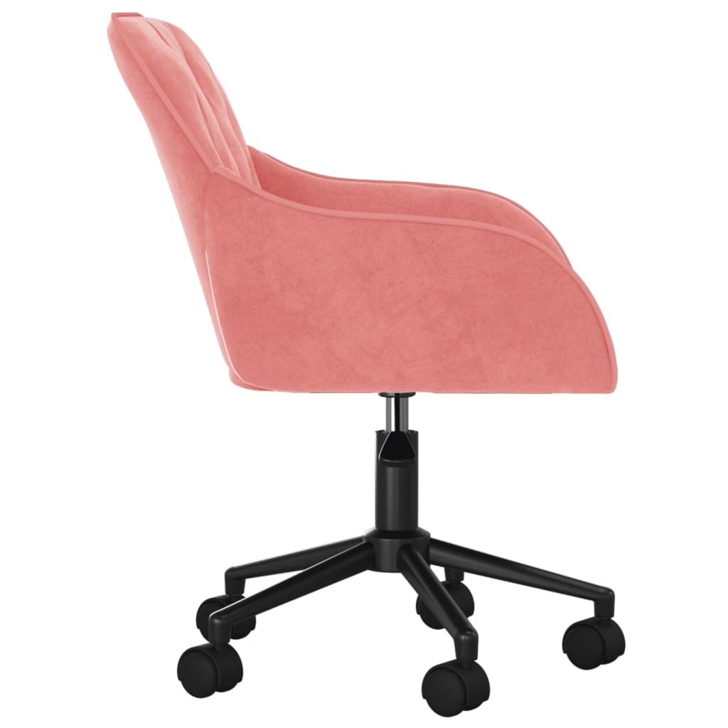 Kantoorstoel draaibaar fluweel roze