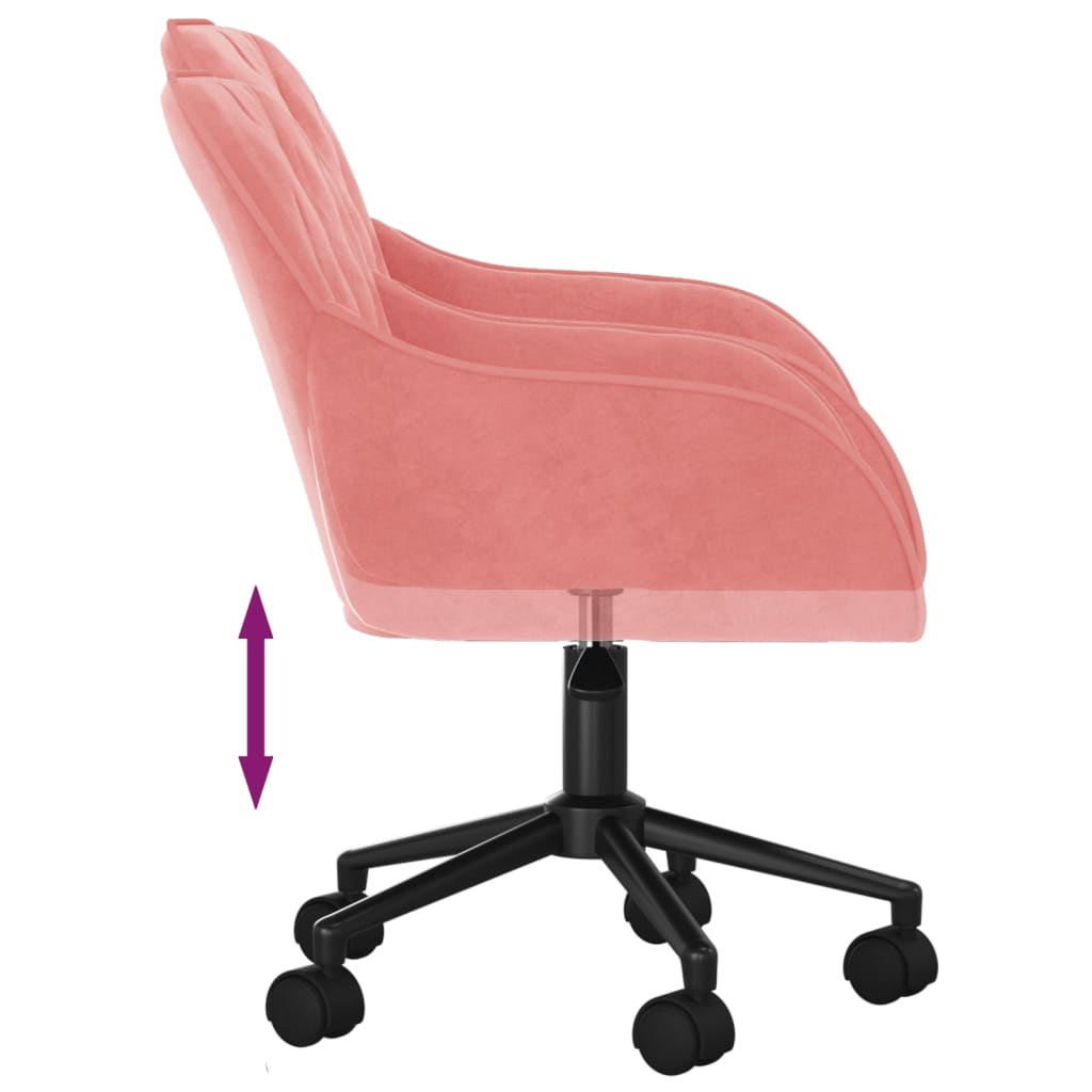 Kantoorstoel draaibaar fluweel roze