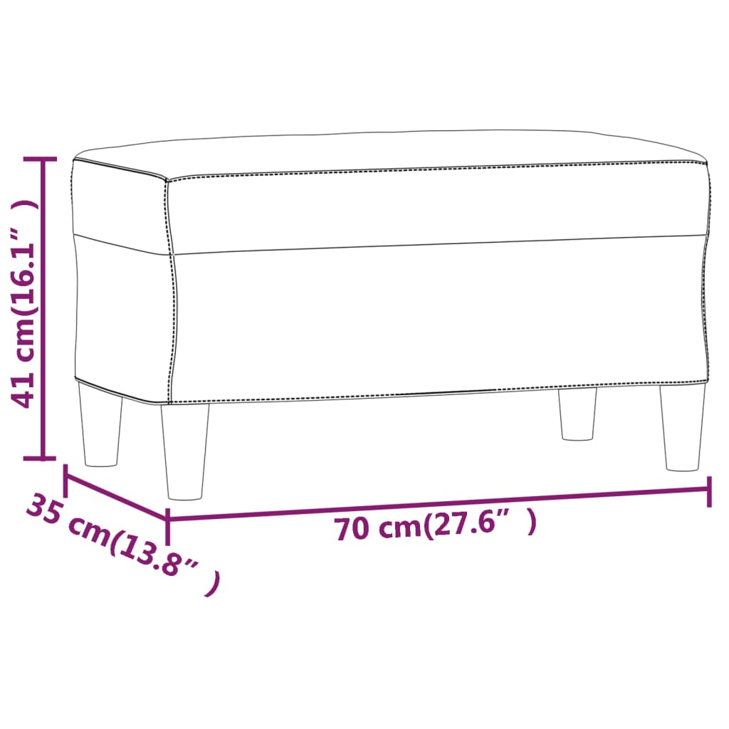 Bankje 70x35x41 cm stof wijnrood