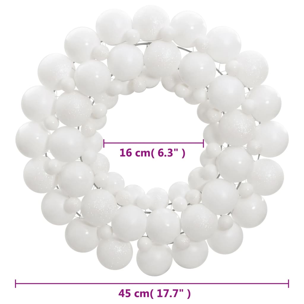 Kerstkrans 45 cm polystyreen wit