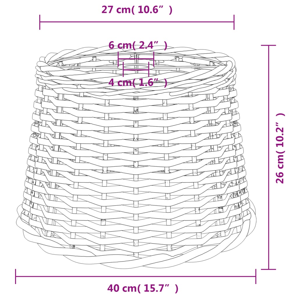 Plafondlampenkap Ø40x26 cm wicker wit