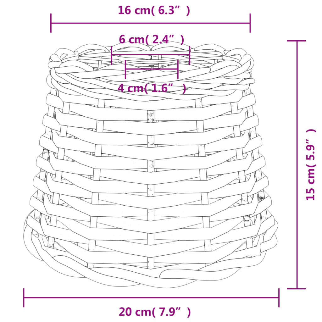 Plafondlampenkap Ø20x15 cm wicker bruin