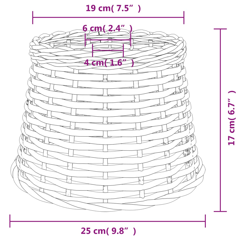 Plafondlampenkap Ø25x17 cm wicker bruin