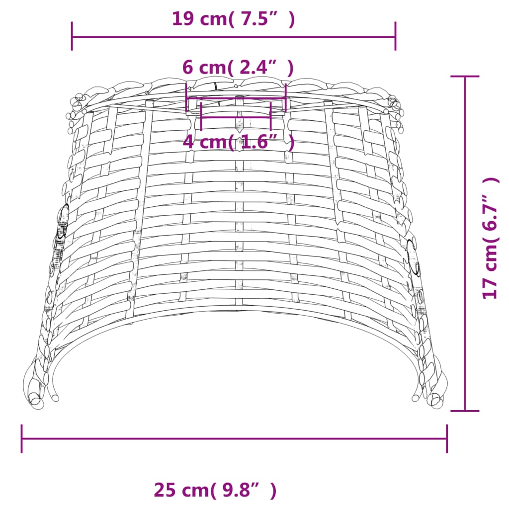 Plafondlampenkap Ø25x17 cm wicker bruin