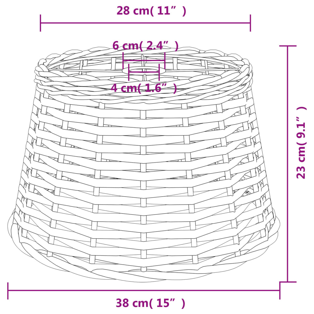 Plafondlampenkap Ø38x23 cm wicker bruin