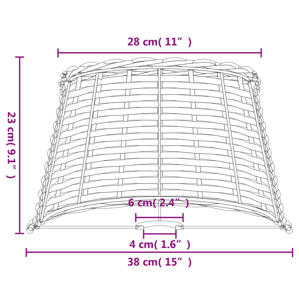 Lampenkap Ø38x23 cm wicker wit