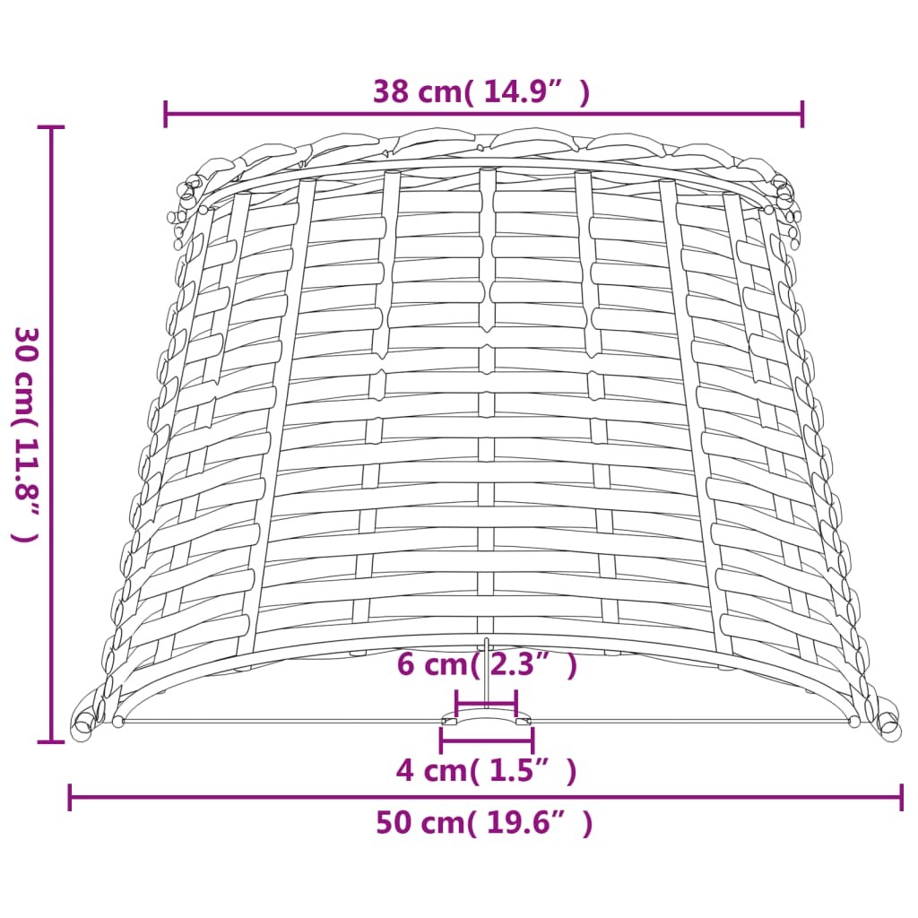 Lampenkap Ø50x30 cm wicker wit