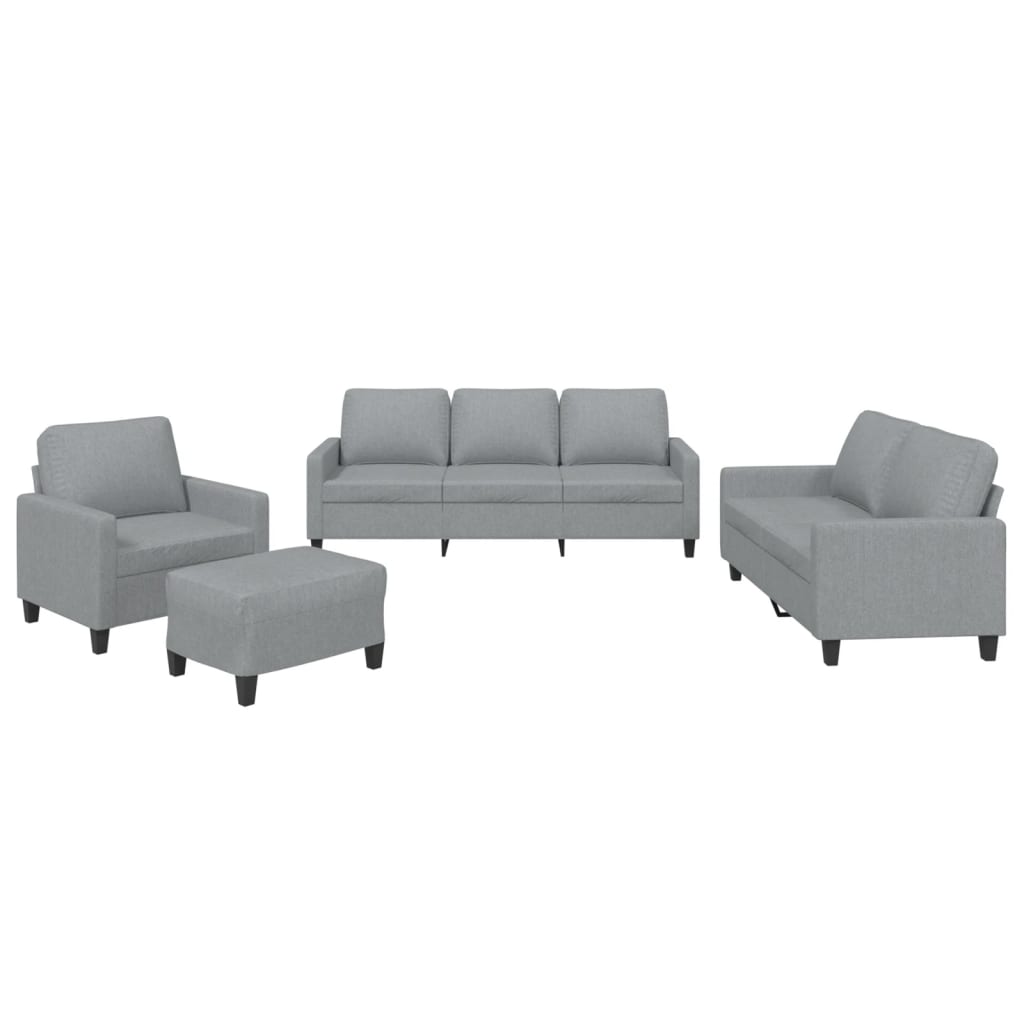4-delige Loungeset met kussens stof lichtgrijs