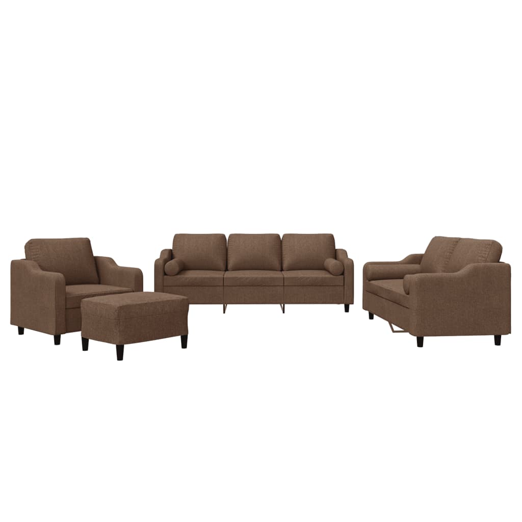 4-delige Loungeset met kussens stof bruin