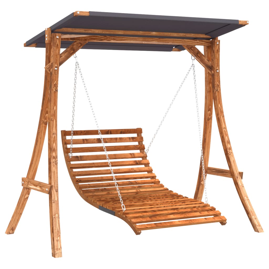 Schommelbed met luifel vurenhout met teak afwerking