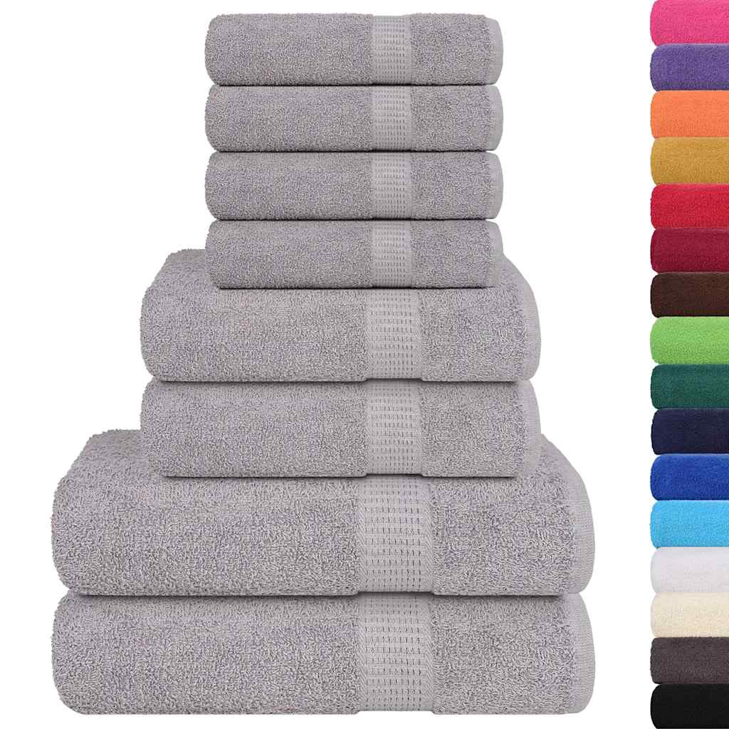 8-delige Handdoekenset 360 g/m² 100% katoen grijs