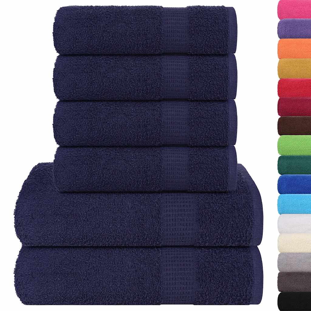 6-delige Handdoekenset 360 g/m² 100% katoen marineblauw