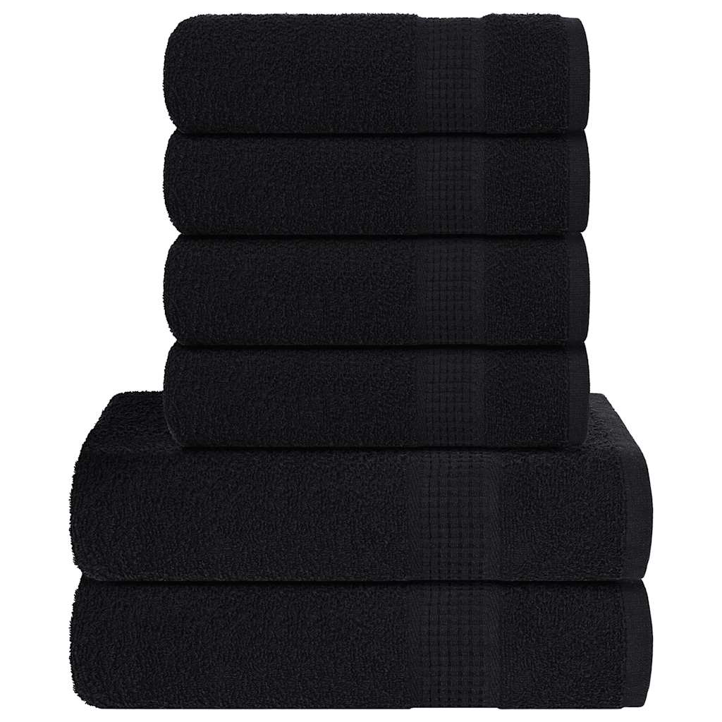 6-delige Handdoekenset 360 g/m² 100% katoen zwart