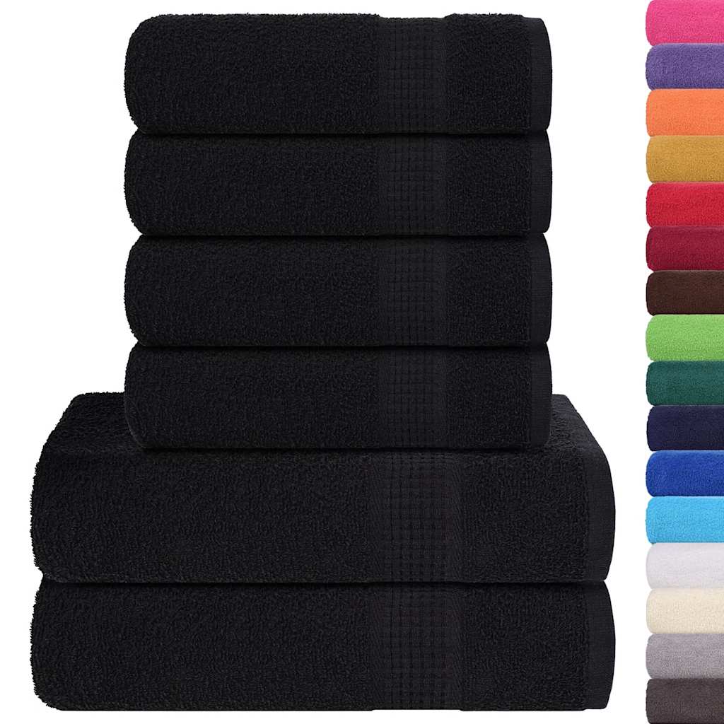 6-delige Handdoekenset 360 g/m² 100% katoen zwart