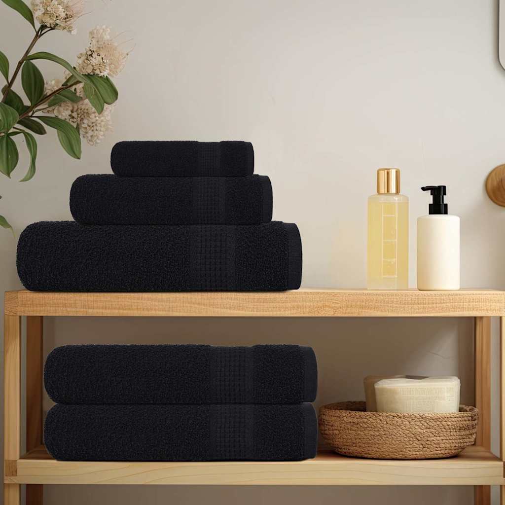 6-delige Handdoekenset 360 g/m² 100% katoen zwart