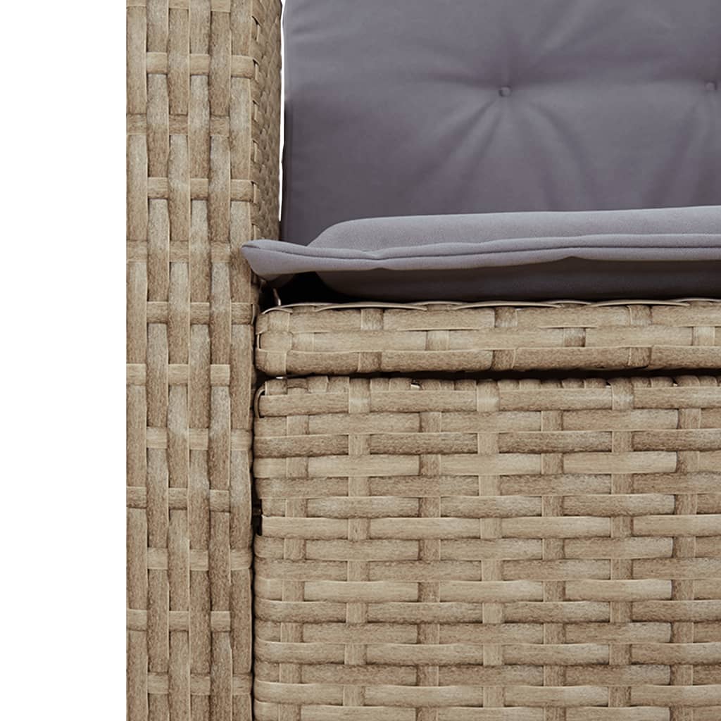 7-delige Tuinset met kussens poly rattan gemengd beige