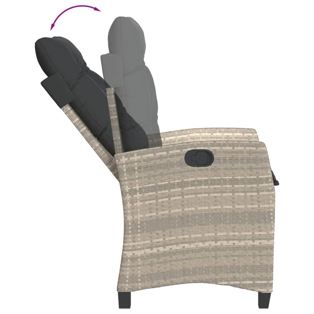 5-delige Tuinset met kussens poly rattan lichtgrijs