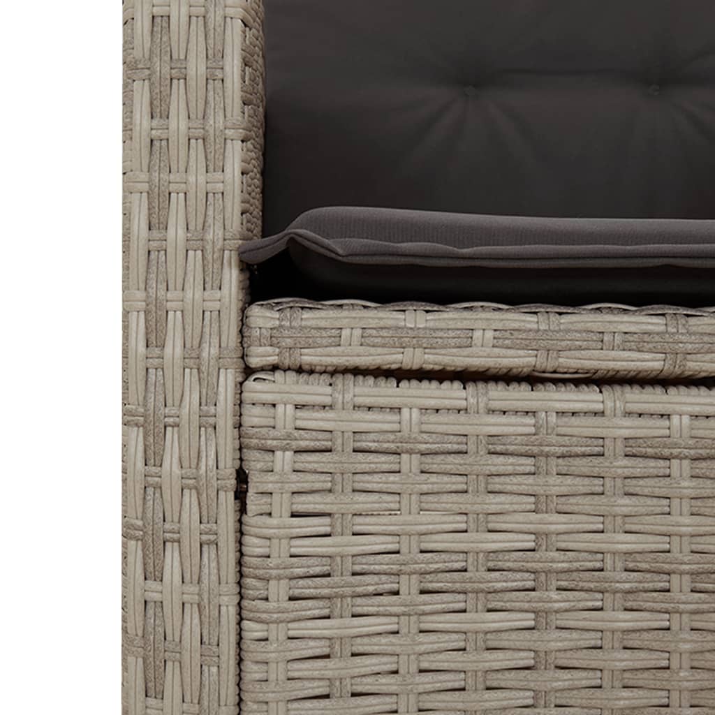 5-delige Tuinset met kussens poly rattan lichtgrijs