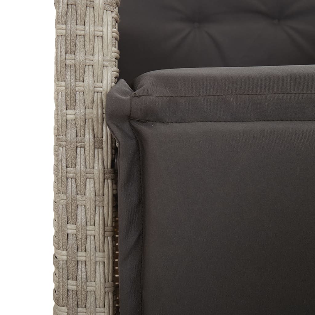 5-delige Tuinset met kussens poly rattan lichtgrijs