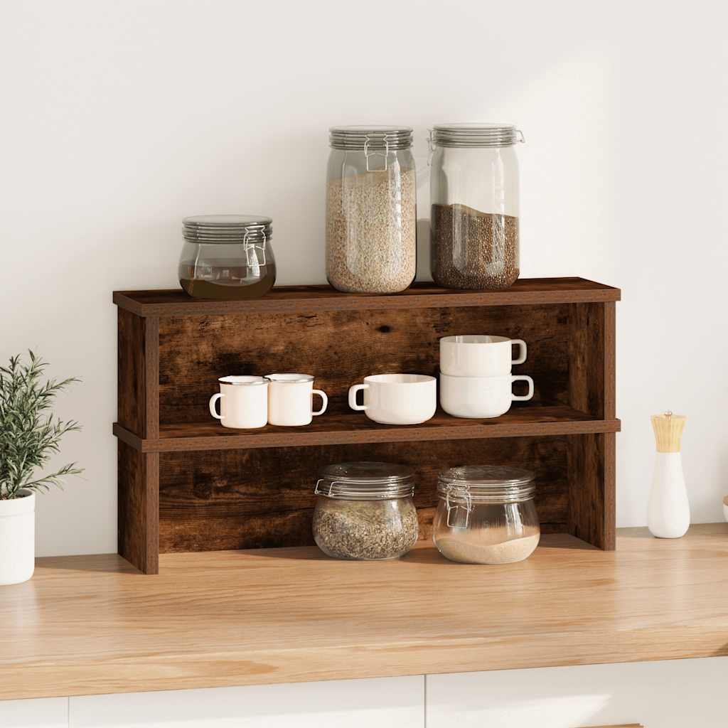 Keukenrekken stapelbaar 2 st 50x15x16 cm gerookt eikenkleurig