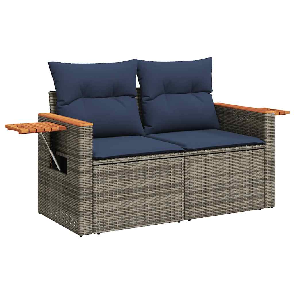 8-delige Loungeset met kussens poly rattan acacia bruin
