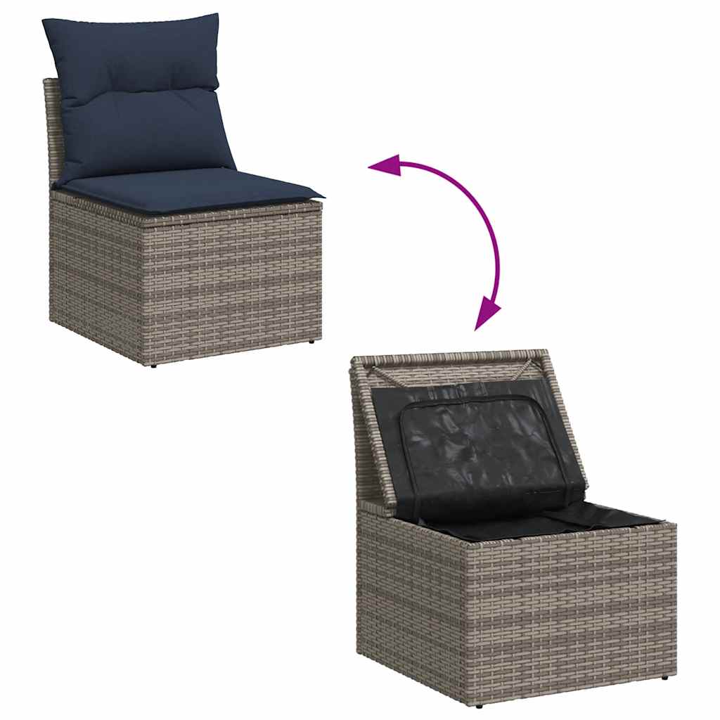8-delige Loungeset met kussens poly rattan acacia bruin