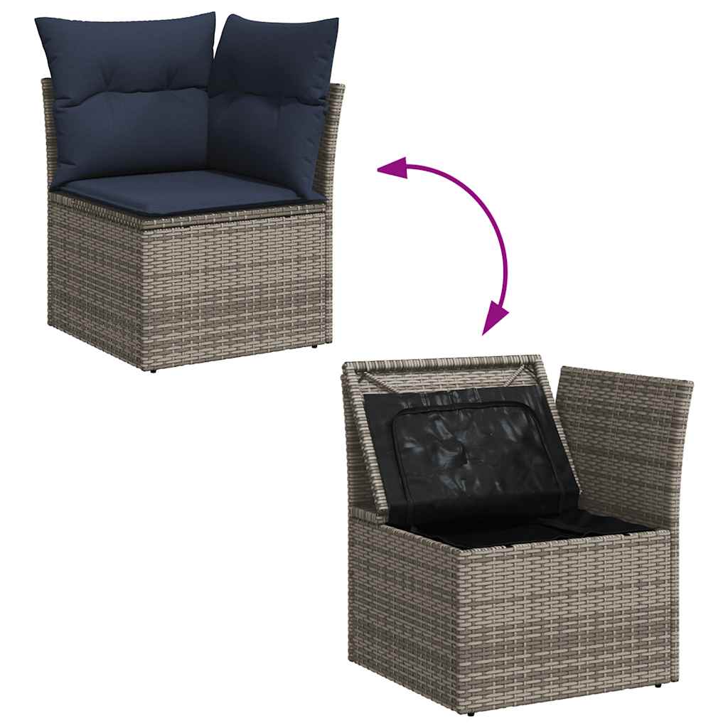 8-delige Loungeset met kussens poly rattan acacia bruin