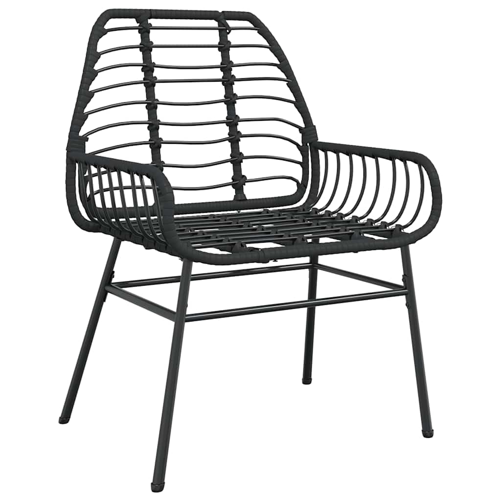 7-delige Tuinset poly rattan glas zwart