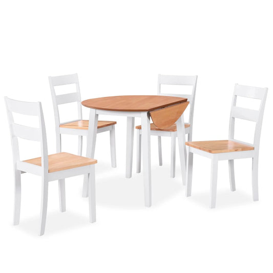 Eetkamerset MDF en rubberwood wit 5-delig
