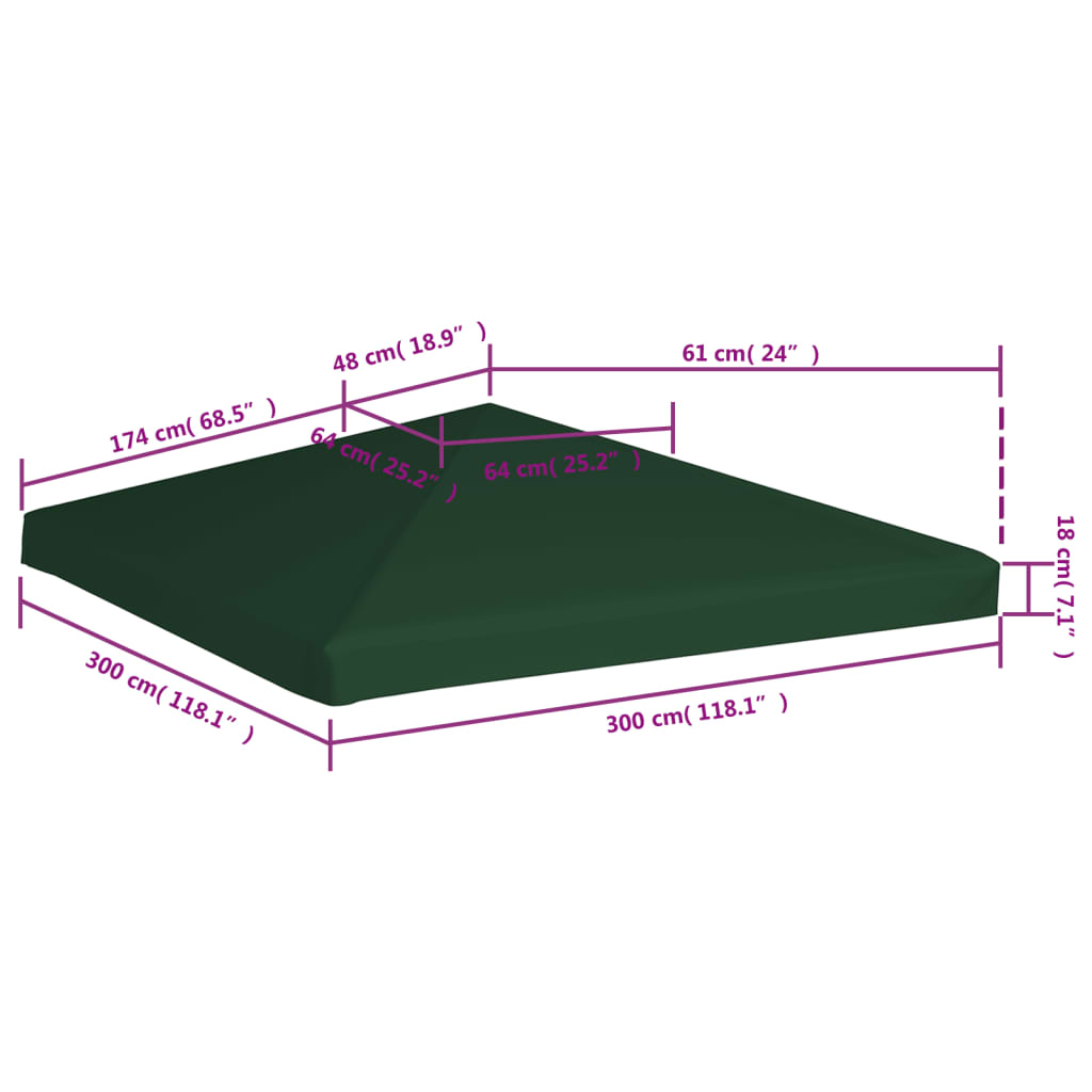 Prieeldak 310 g/m² 3x3 m groen