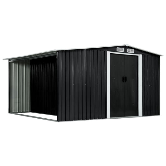 Tuinschuur met schuifdeuren 329,5x312x178 cm staal antraciet