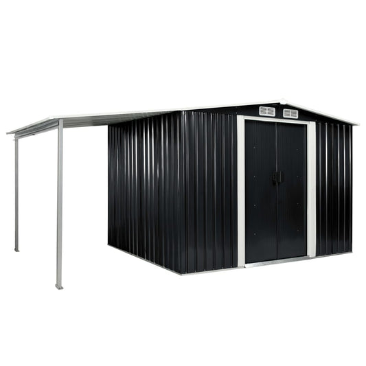 Tuinschuur met schuifdeuren 386x205x178 cm staal antraciet