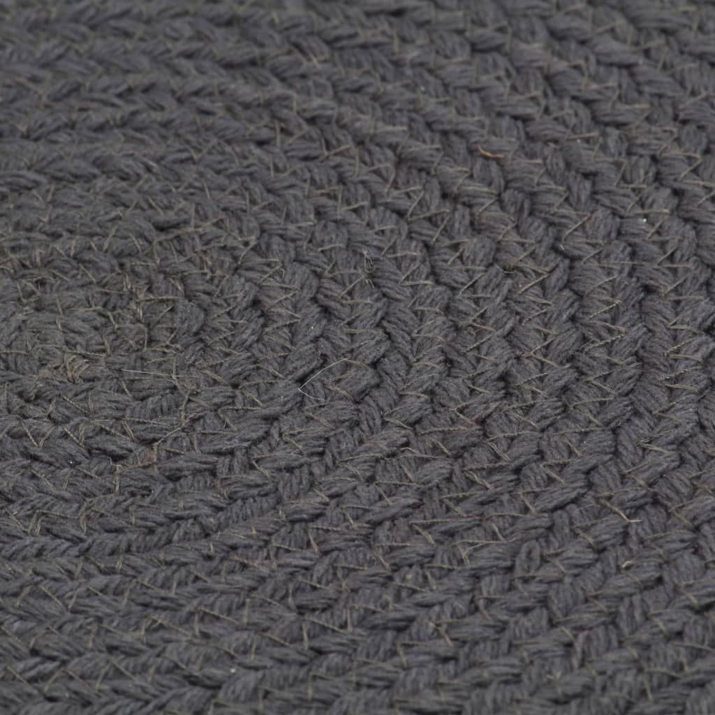 Placemats 6 st rond 38 cm katoen effen donkergrijs