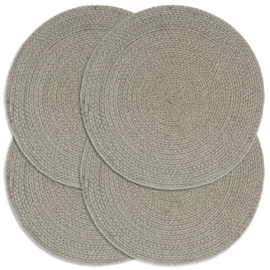 Placemats 4 st rond 38 cm katoen effen grijs